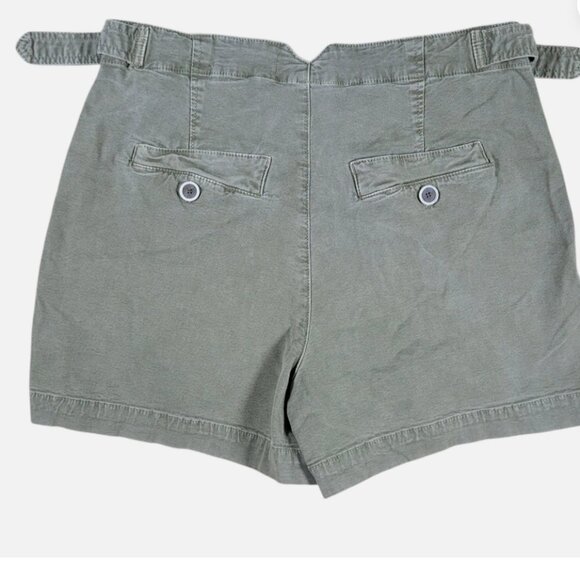 Anthropologie Liz Utility Green High Waisted Shorts Button Fly Size 25 - Picture 3 of 4